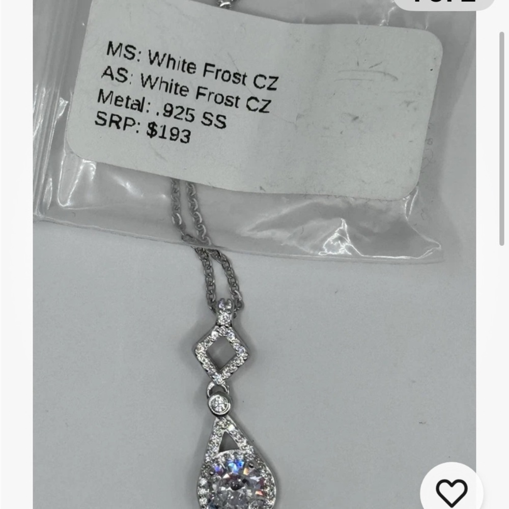 NWT Ryze Party White Frost Cubic Zirconia .925 Sterling Silver 18" Necklace